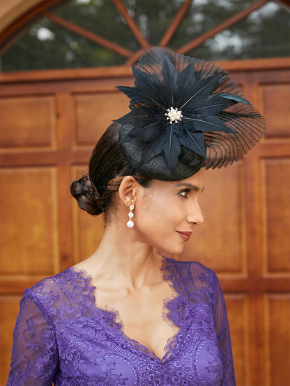 Elegante Tüll Fascinators mit Federn