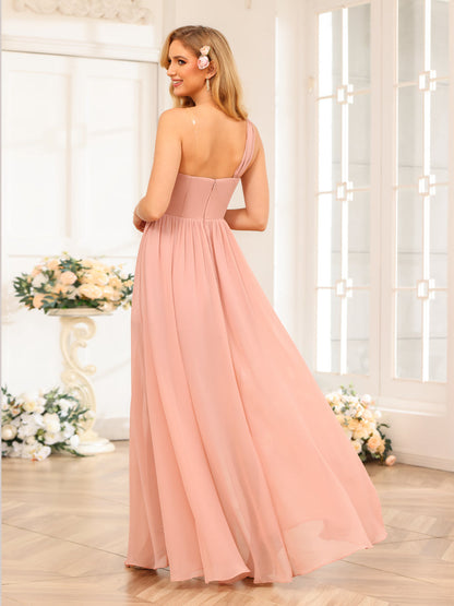 A-Linie/Prinzessin One-Shoulder-Lange Hochzeits-Partykleider mit Schlitz An Der Seite