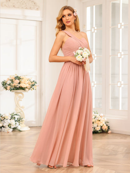 A-Linie/Prinzessin One-Shoulder-Lange Hochzeits-Partykleider mit Schlitz An Der Seite