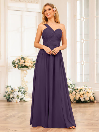 A-Linie/Prinzessin One-Shoulder-Lange Hochzeits-Partykleider mit Schlitz An Der Seite