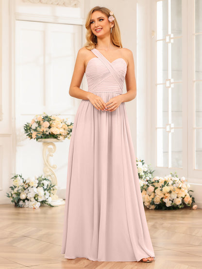 A-Linie/Prinzessin One-Shoulder-Lange Hochzeits-Partykleider mit Schlitz An Der Seite