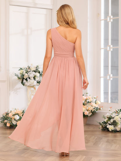 A-Linie/Prinzessin One-Shoulder-Lange Hochzeits-Partykleider mit Schärpe